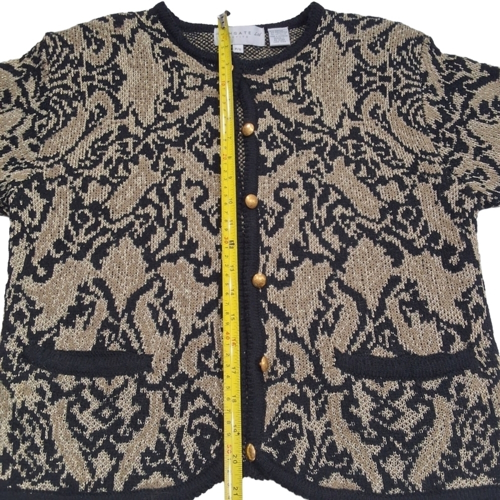 ✨2/$25~Highgate Ltd VTG 80s Button Up Knit Cardigan~Black Gold~Formalwear~SM P - Picture 6 of 8